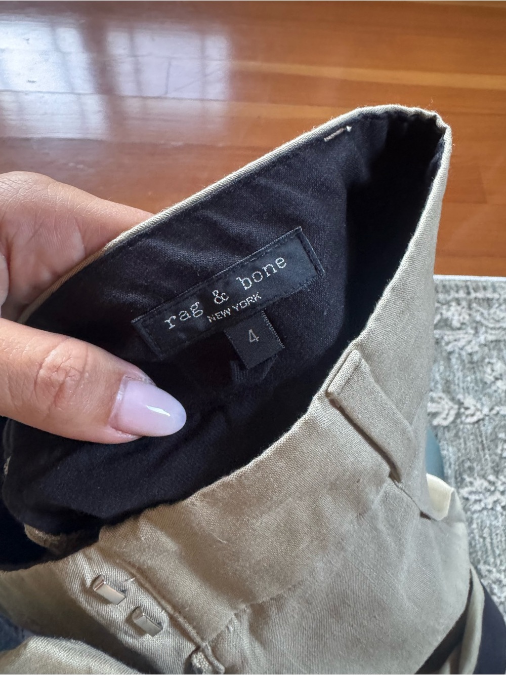 Rag & bone Light Beige Wide-Leg Pants 4 - Picture 5 of 5